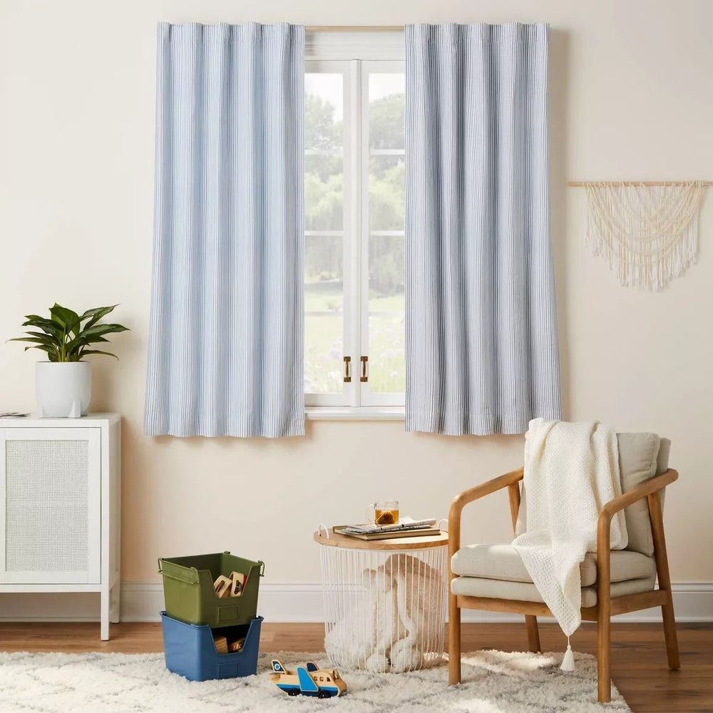 63" Blackout Mini Striped Curtains - Pillowfort